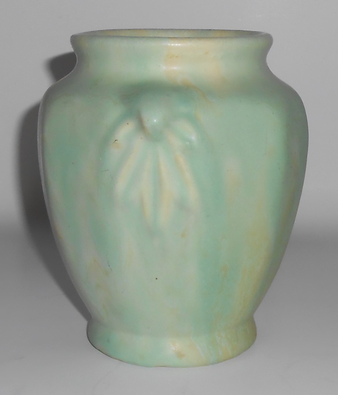 Camark Art Pottery #412 Matte Green over Yellow Vase