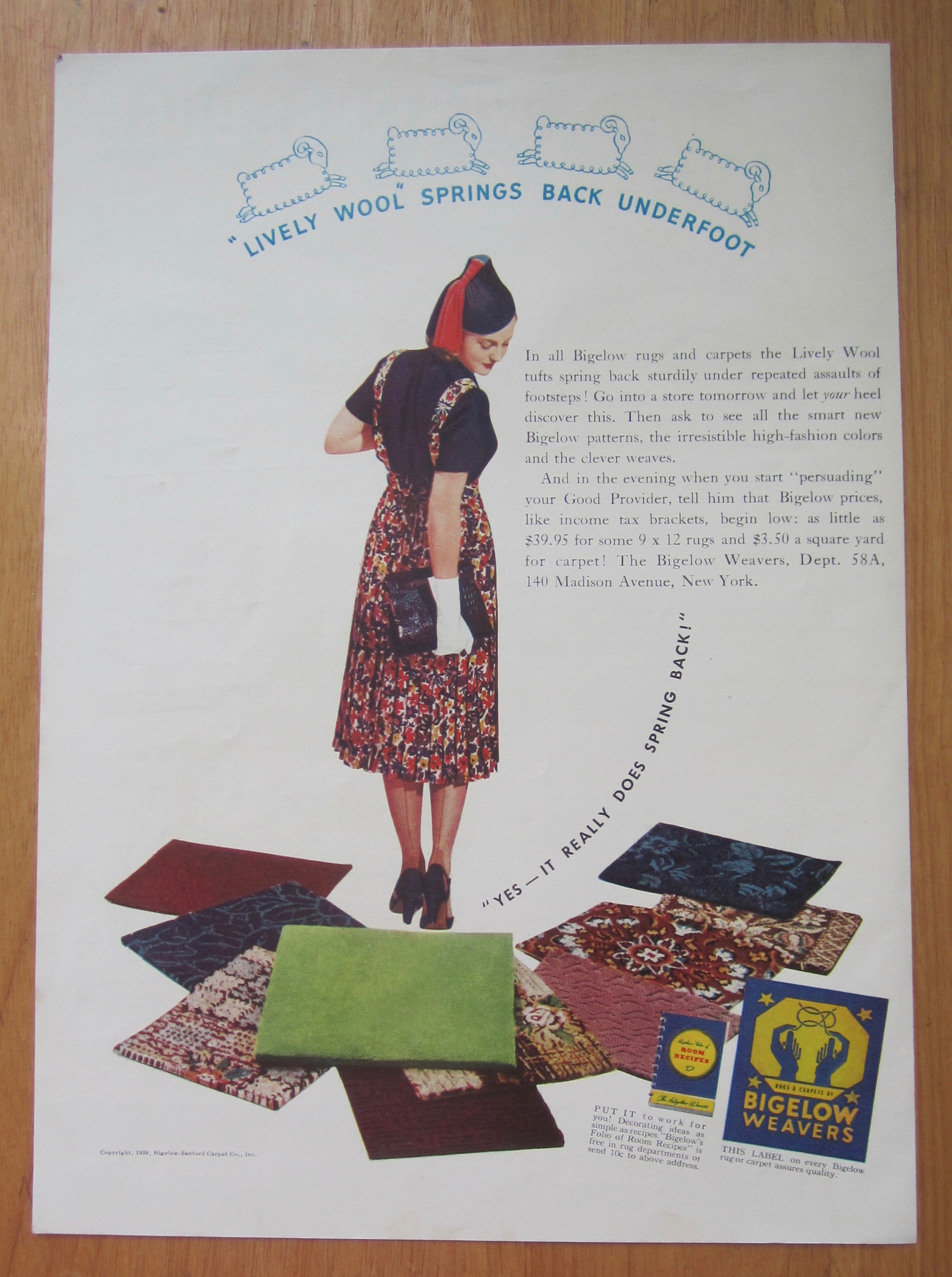1938 Bigelow Carpets With  Woman Looking At Carpets