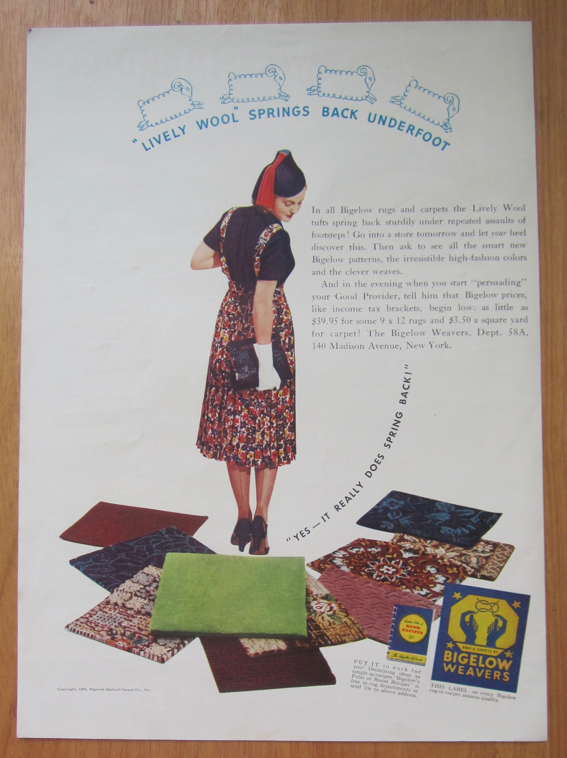 1938 Bigelow Carpets With  Woman Looking At Carpets