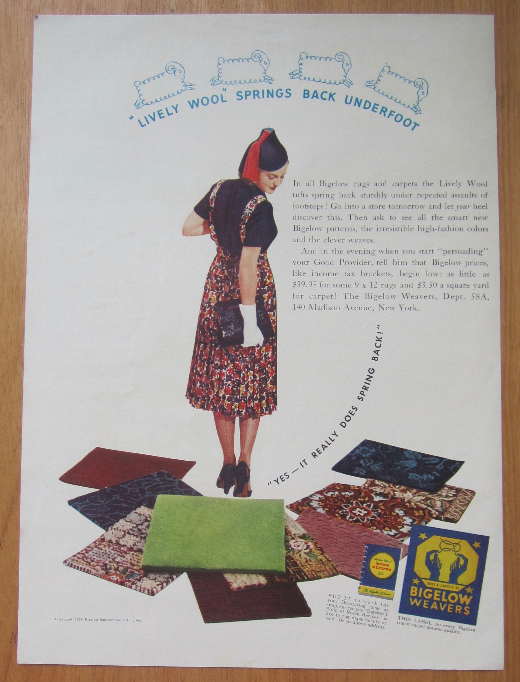1938 Bigelow Carpets With  Woman Looking At Carpets