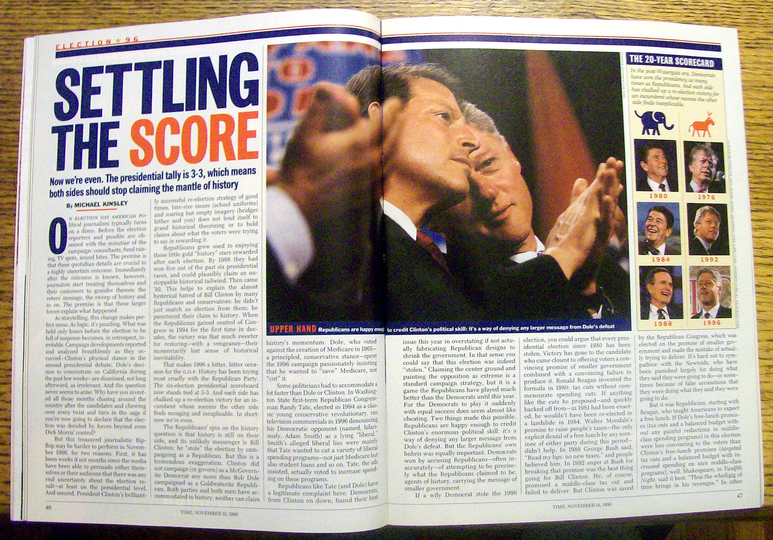Time Magazine-November 18, 1996-President Bill Clinton