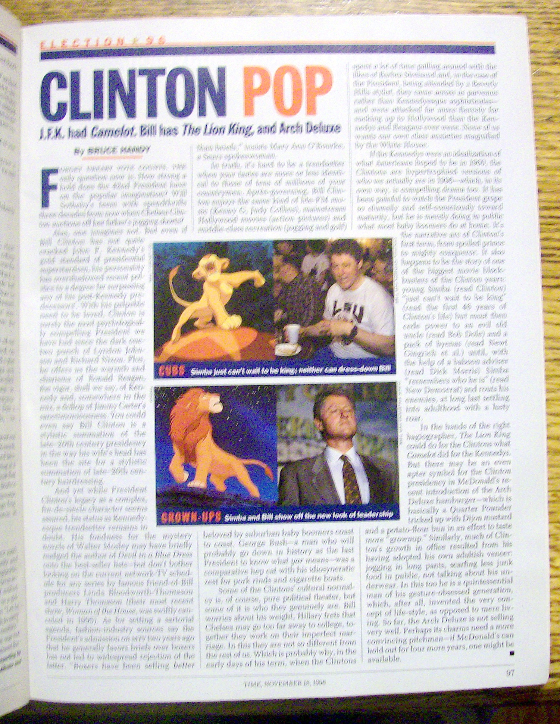 Time Magazine-November 18, 1996-President Bill Clinton