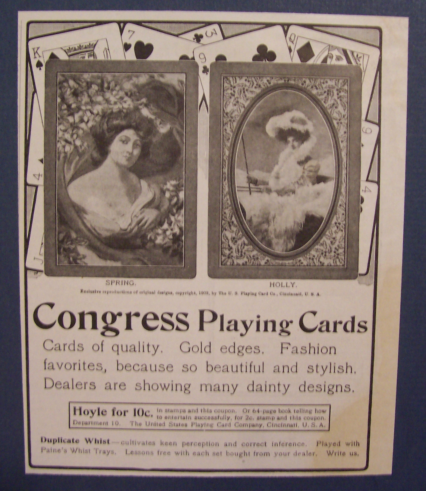 1904 Congress Playing Cards with Front Cover of Cards