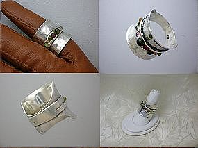 Sterling Silver Peridot Garnet Amethyst ring