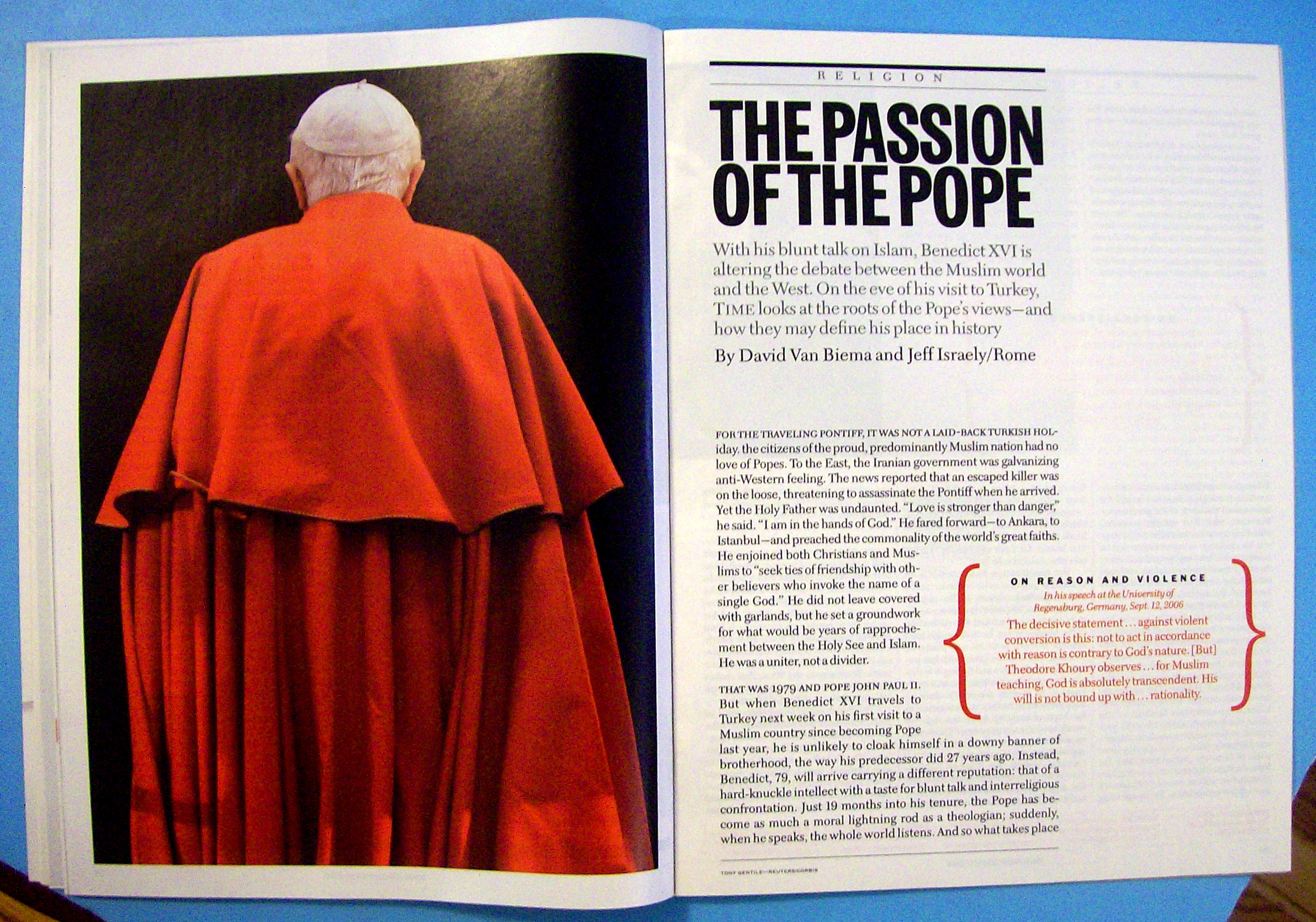 Time Magazine November 27, 2006 The Pope & Islam