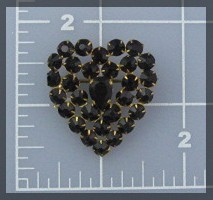 Crystal Red Heart Pin Brooch Signed Czechoslovakia