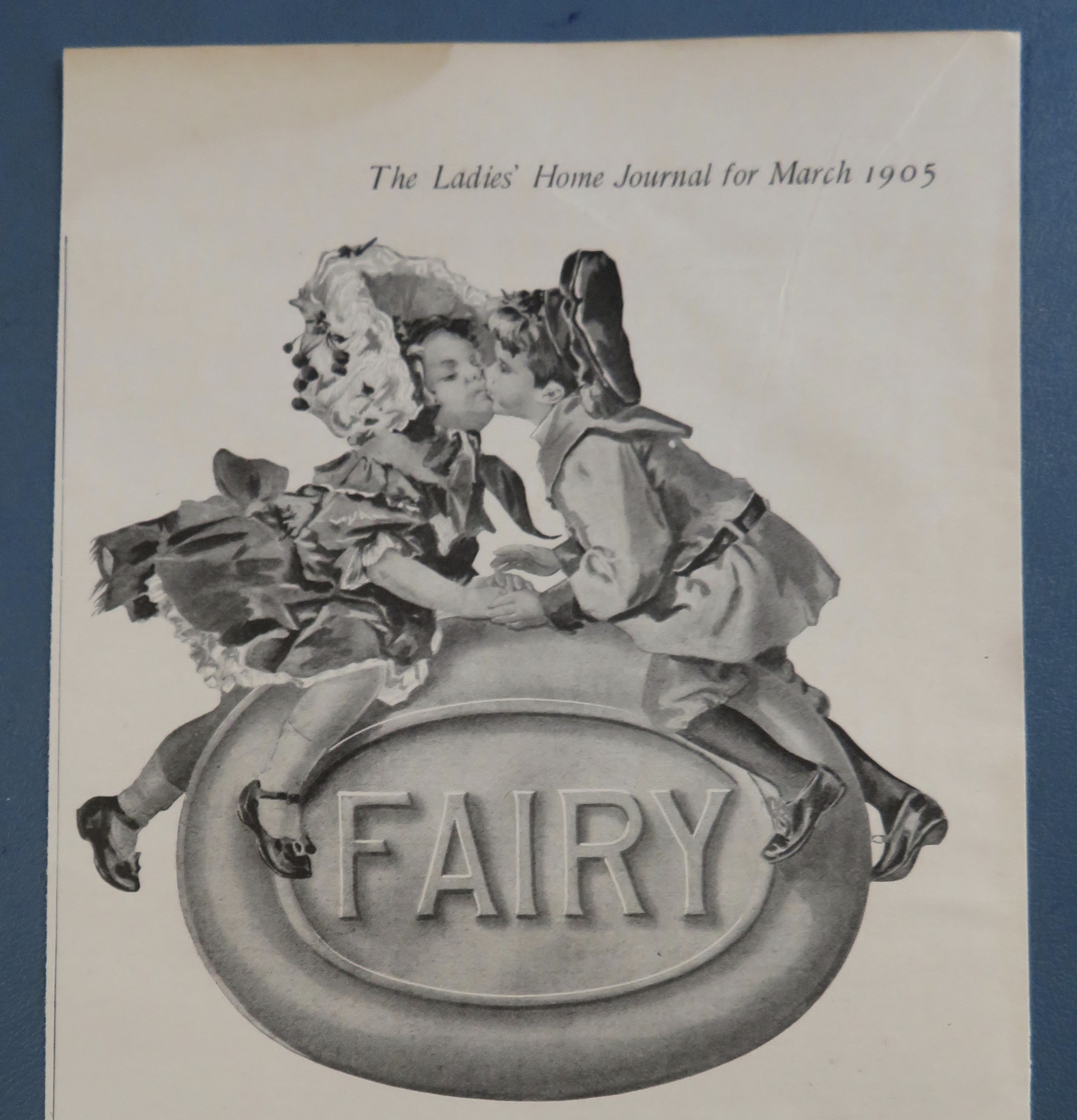 1905 Fairy Soap w/ Boy & Girl Kissing On A Bar Of Soap