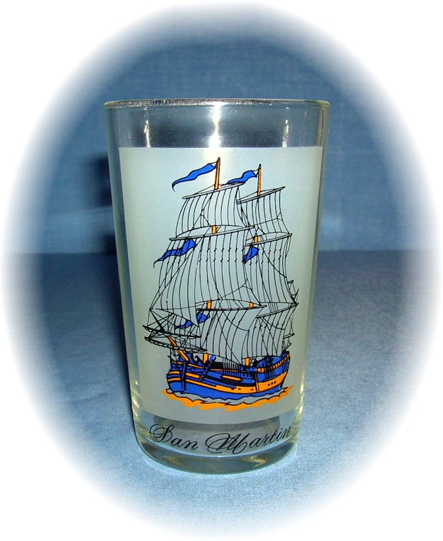 Pair Vintage Ship Decor Glasses