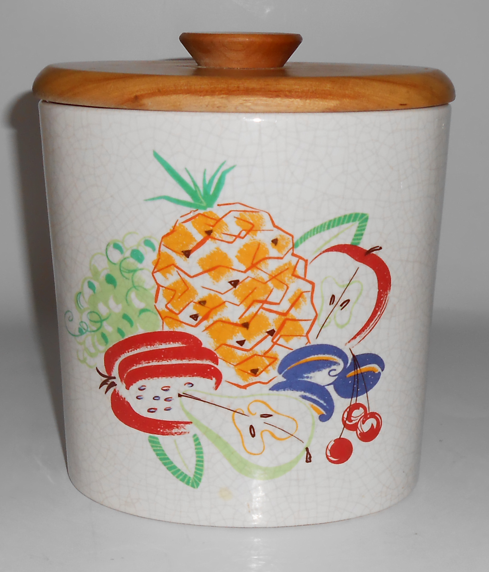 Barbara Willis Pottery Fruit Decorated Large Canister