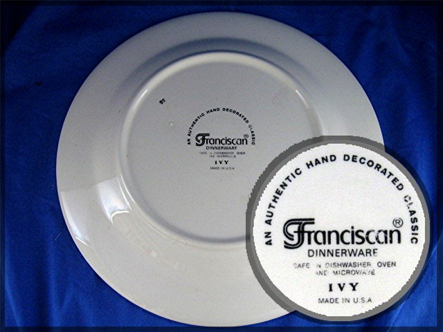 Franciscan Ivy Dinner plate, made in the USA. discont