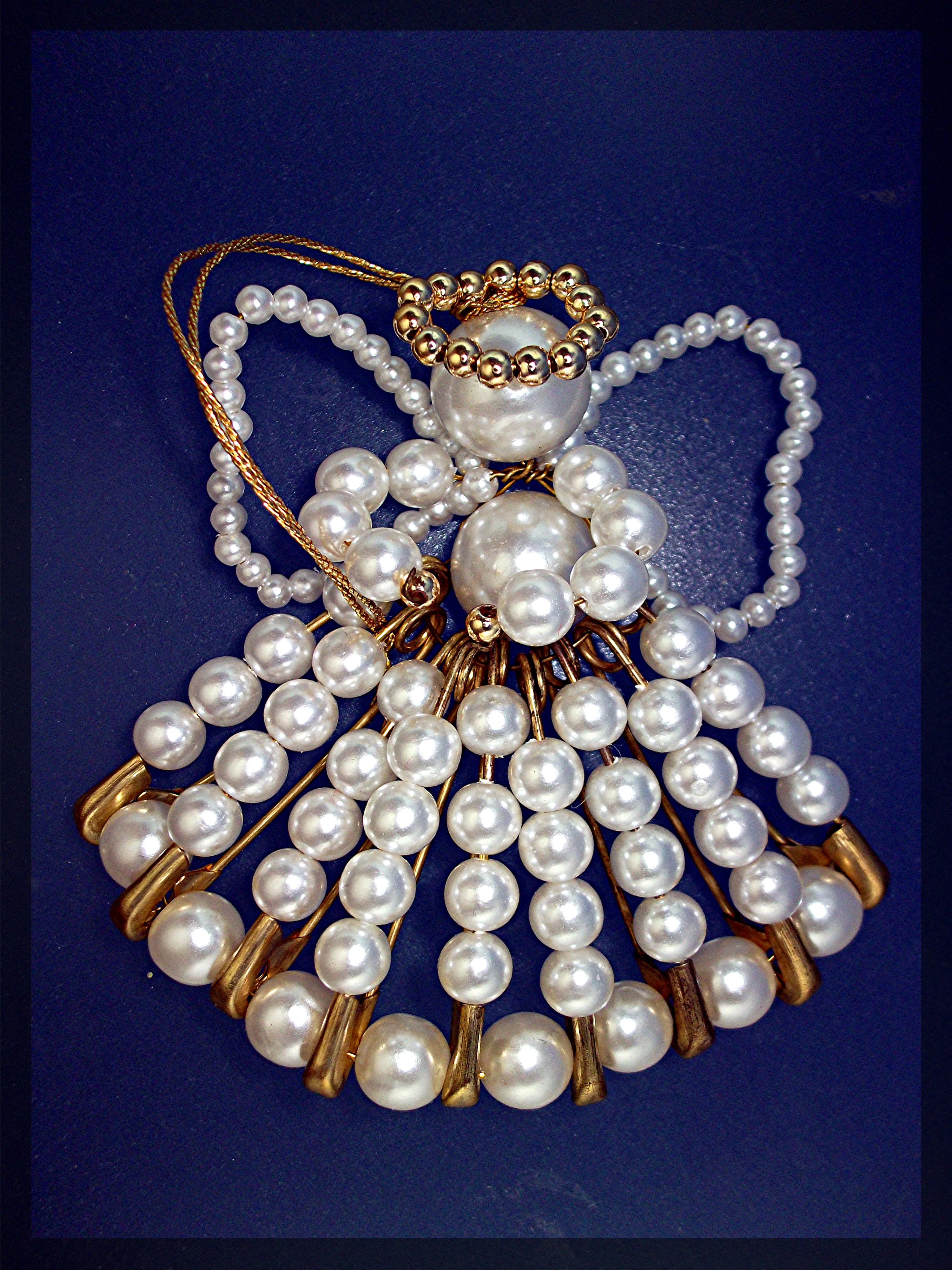 Christmas Angel ornament hand made pearls