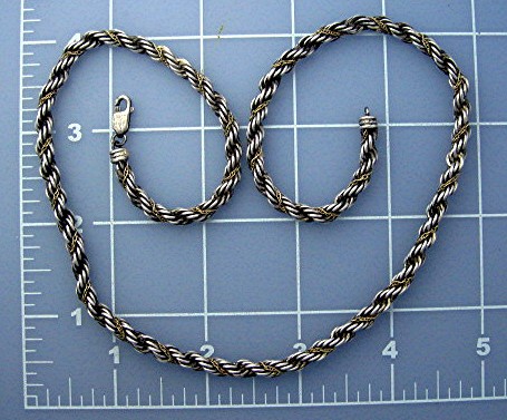 Necklace 14K Gold Sterling Silver Rope Chain Designer