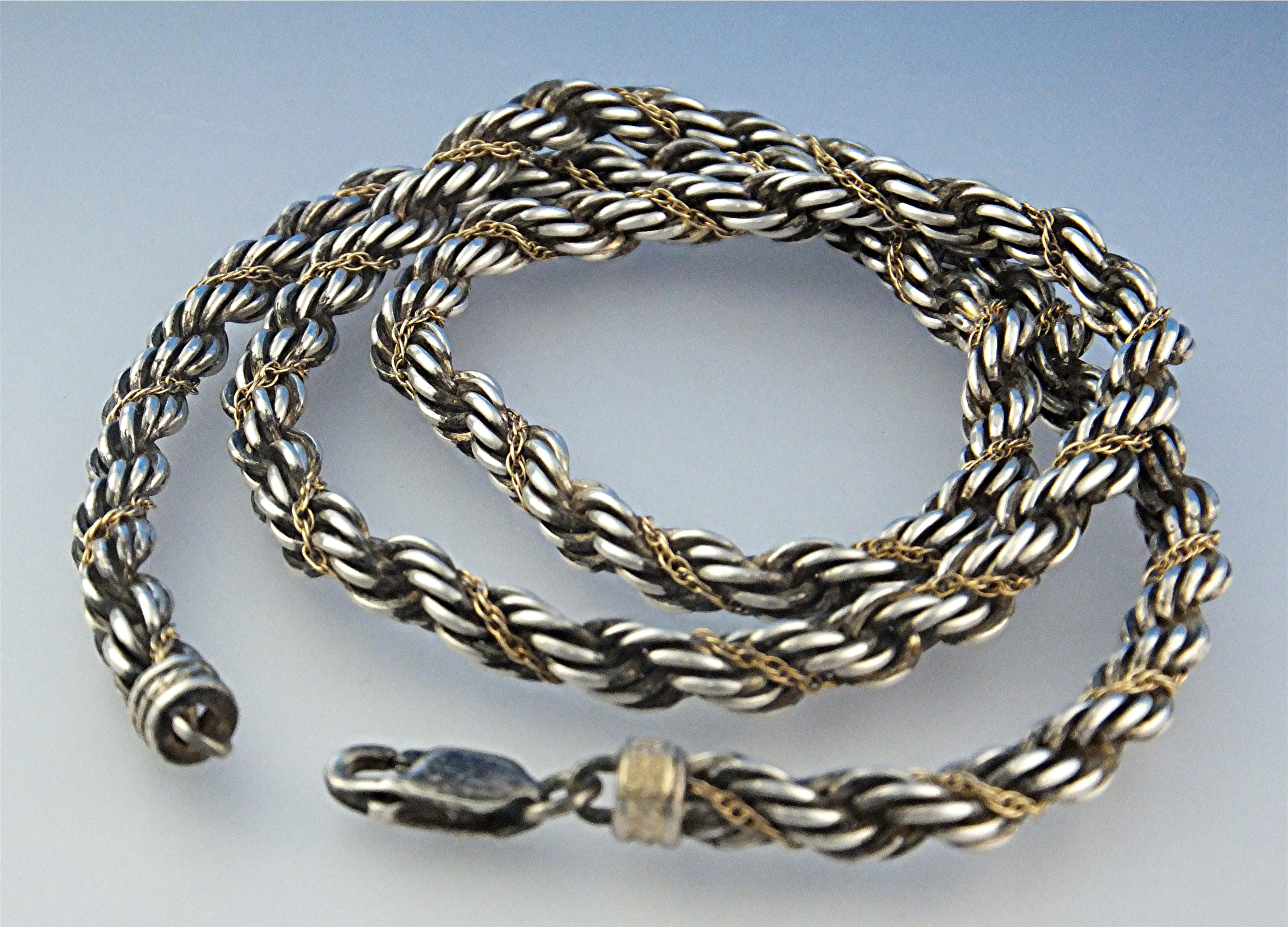 Necklace 14K Gold Sterling Silver Rope Chain Designer