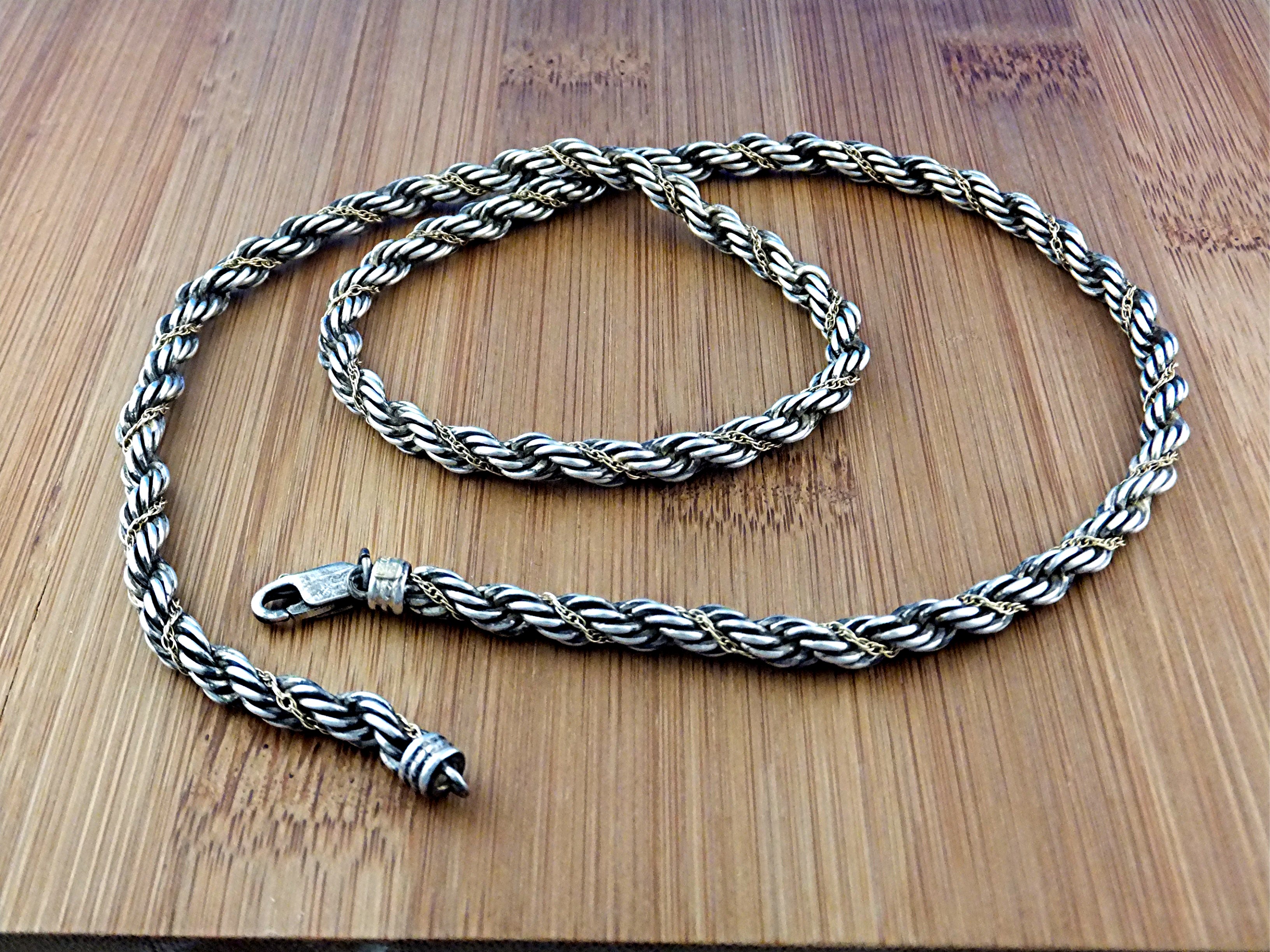 Necklace 14K Gold Sterling Silver Rope Chain Designer