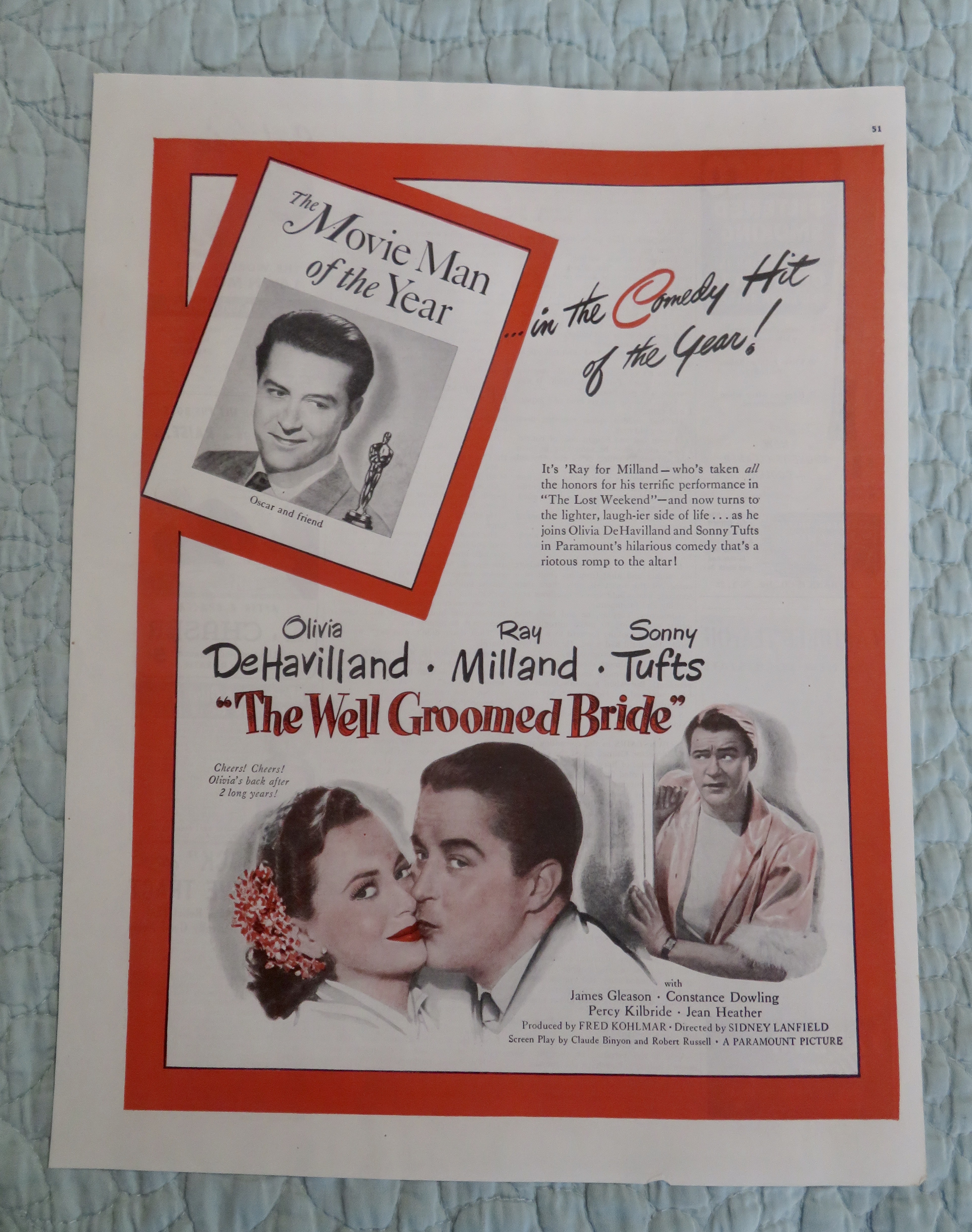 1946 The Well Groomed Bride with DeHavilland & Milland
