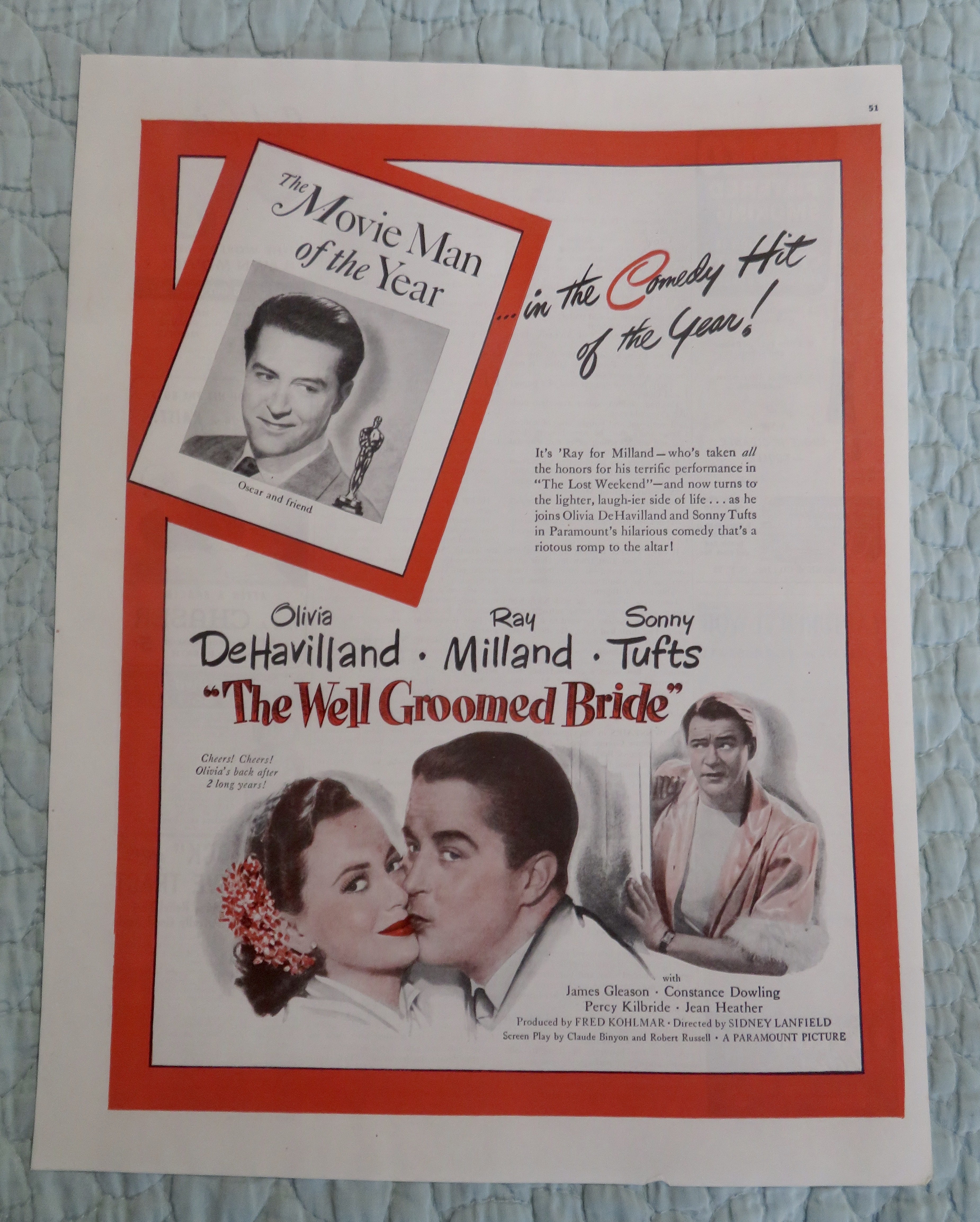 1946 The Well Groomed Bride with DeHavilland & Milland