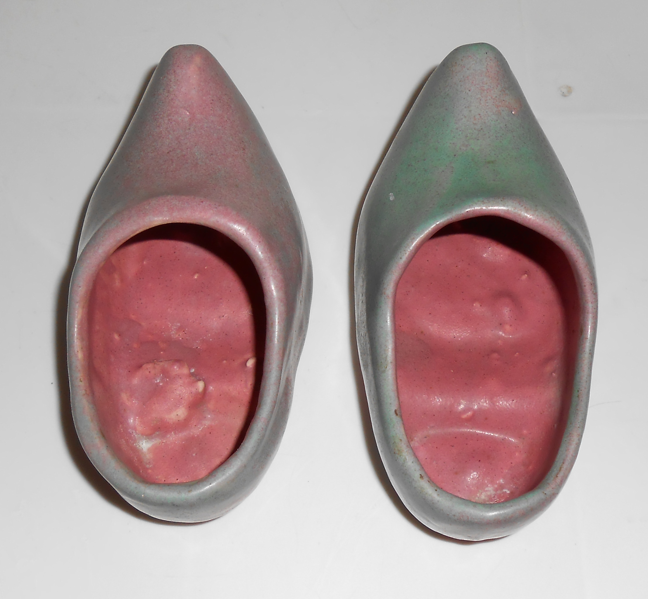 Niloak Pottery Pair Ozark Dawn Dutch Shoe Planters!