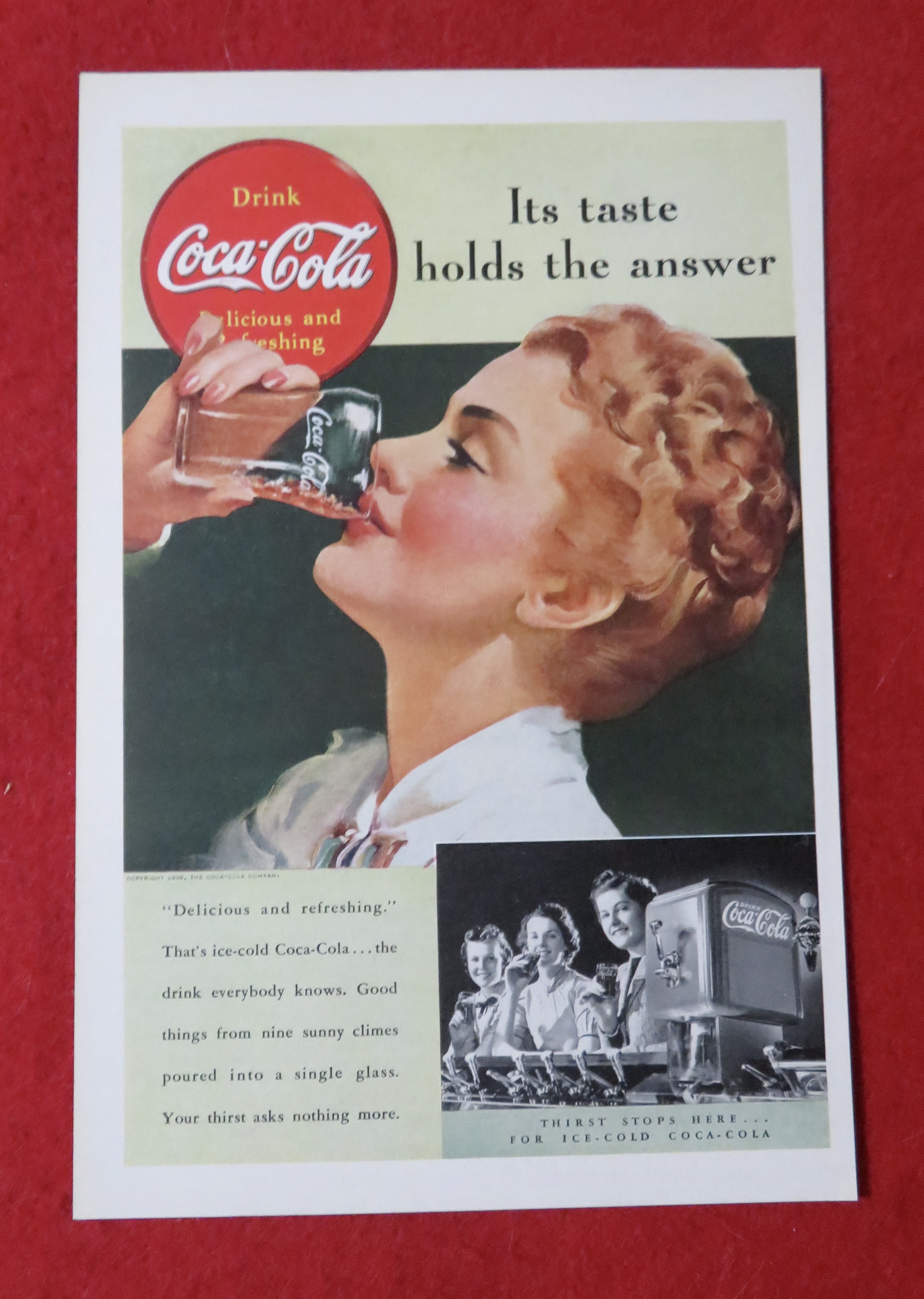 1939 Coca Cola (Coke) with Woman Drinking Coca Cola