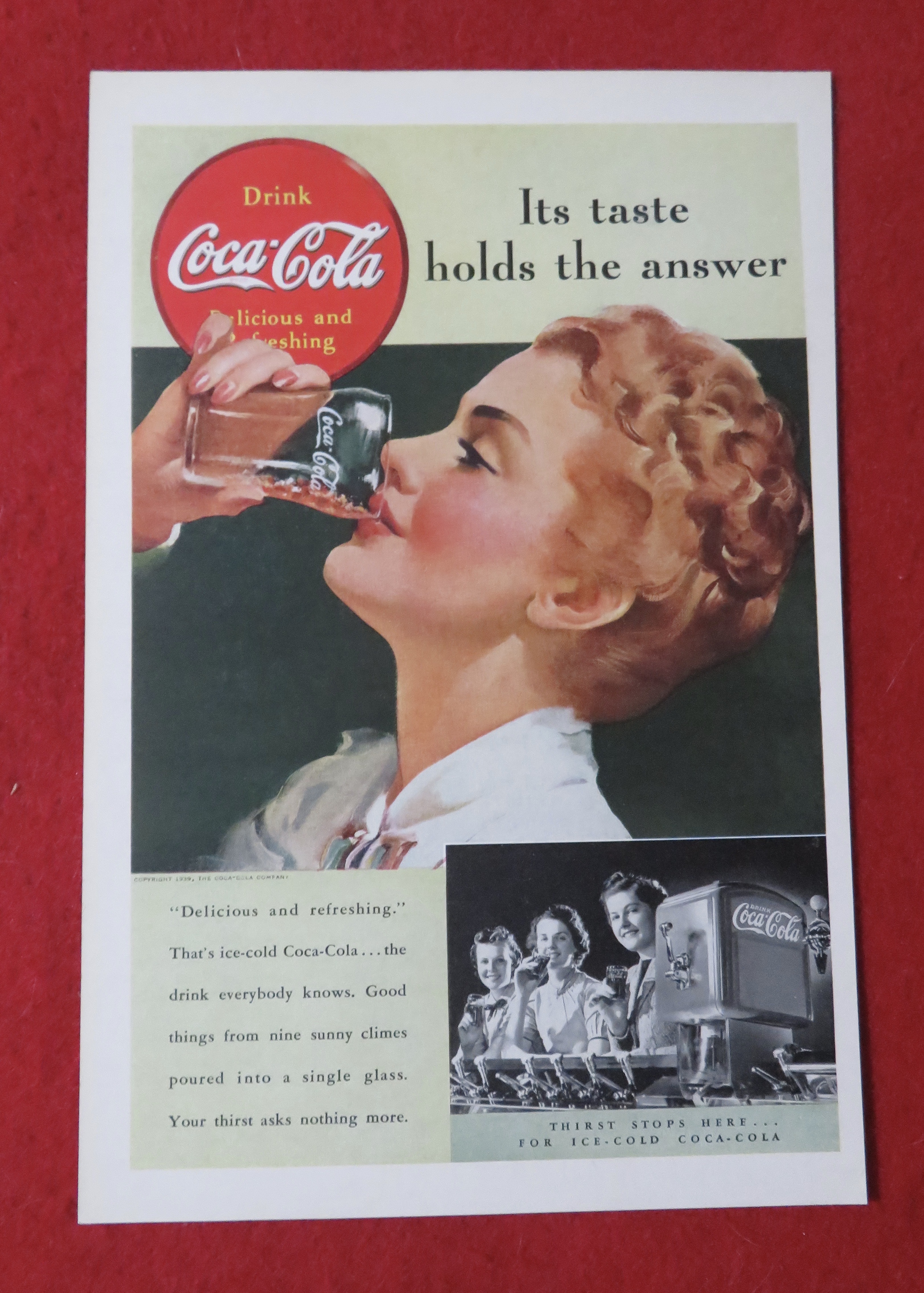 1939 Coca Cola (Coke) with Woman Drinking Coca Cola