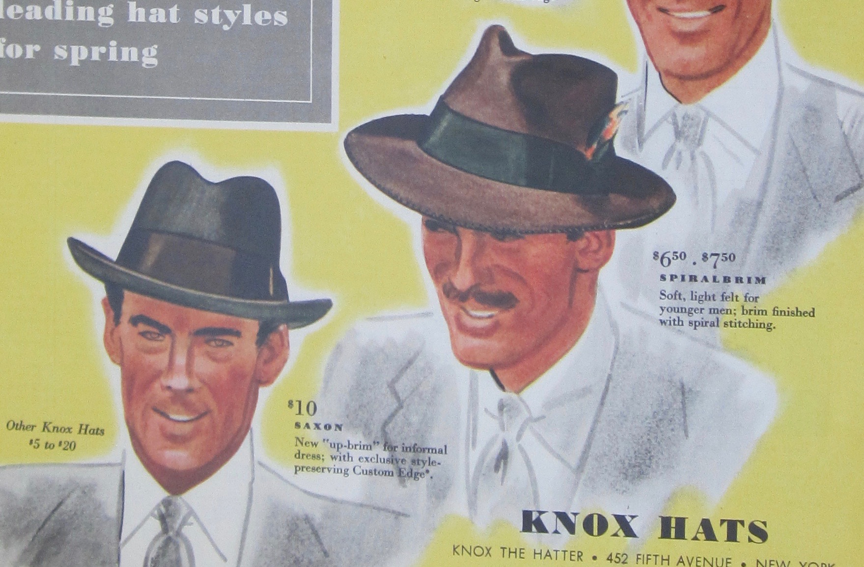 1942 Knox Hats w/ Vagabond, Fifth Avenue, Saxon & More