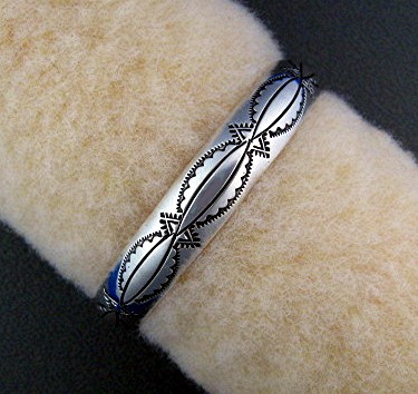 Navajo Sterling Silver  Bangle Bracelet Signed