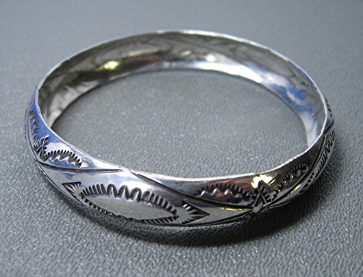 Navajo Sterling Silver  Bangle Bracelet Signed