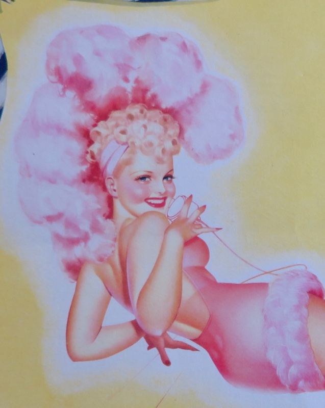 Original 1940's The Gorgeous Girl Wearing Pink Headdress With Pink Outfit By George Petty