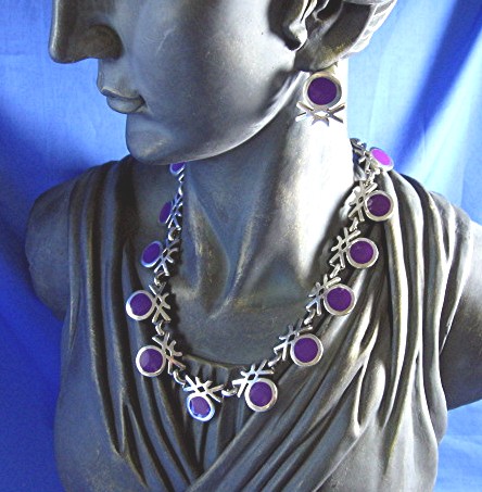 Sterling Silver 950 TS-105 Mexico Necklace and Earrings