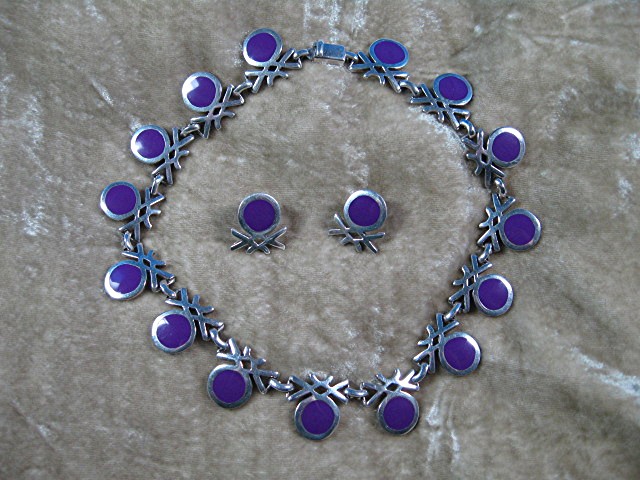 Sterling Silver 950 TS-105 Mexico Necklace and Earrings
