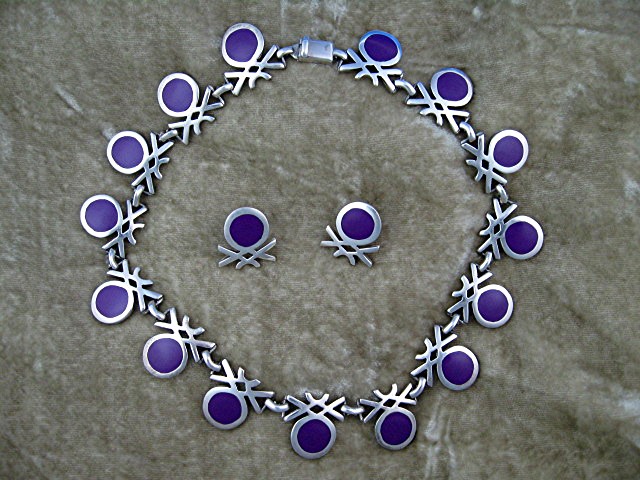 Sterling Silver 950 TS-105 Mexico Necklace and Earrings