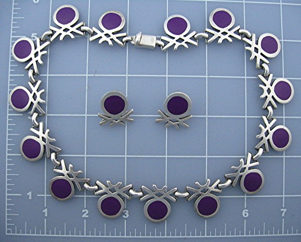 Sterling Silver 950 TS-105 Mexico Necklace and Earrings