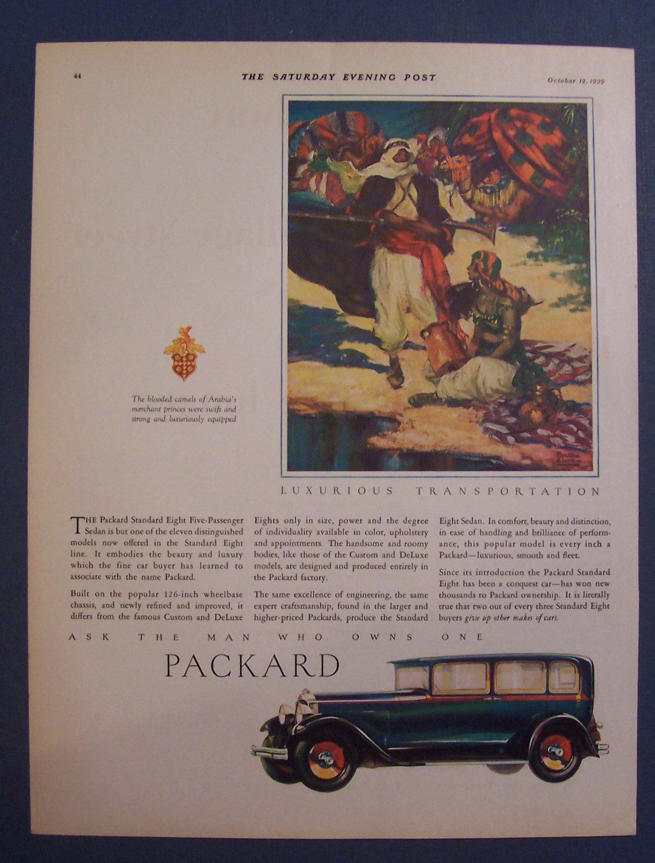 1929 Packard Automobile with Princes on Camels