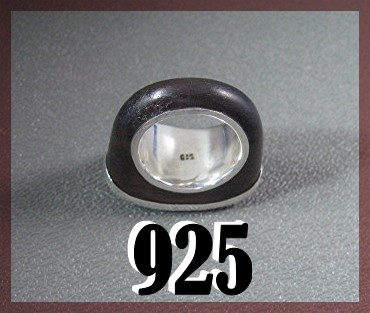 Sterling Silver and Wood Unsigned Designer Ring