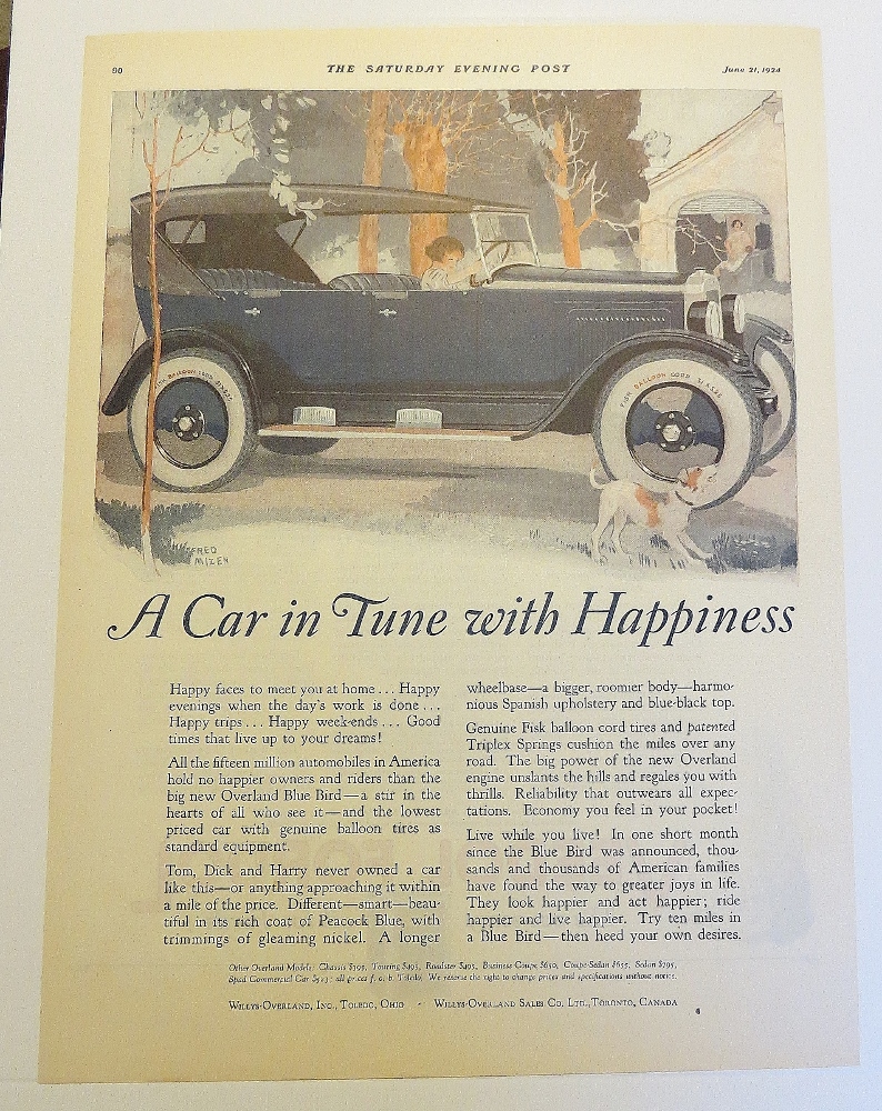 1924 Overland Cars With The Blue Bird