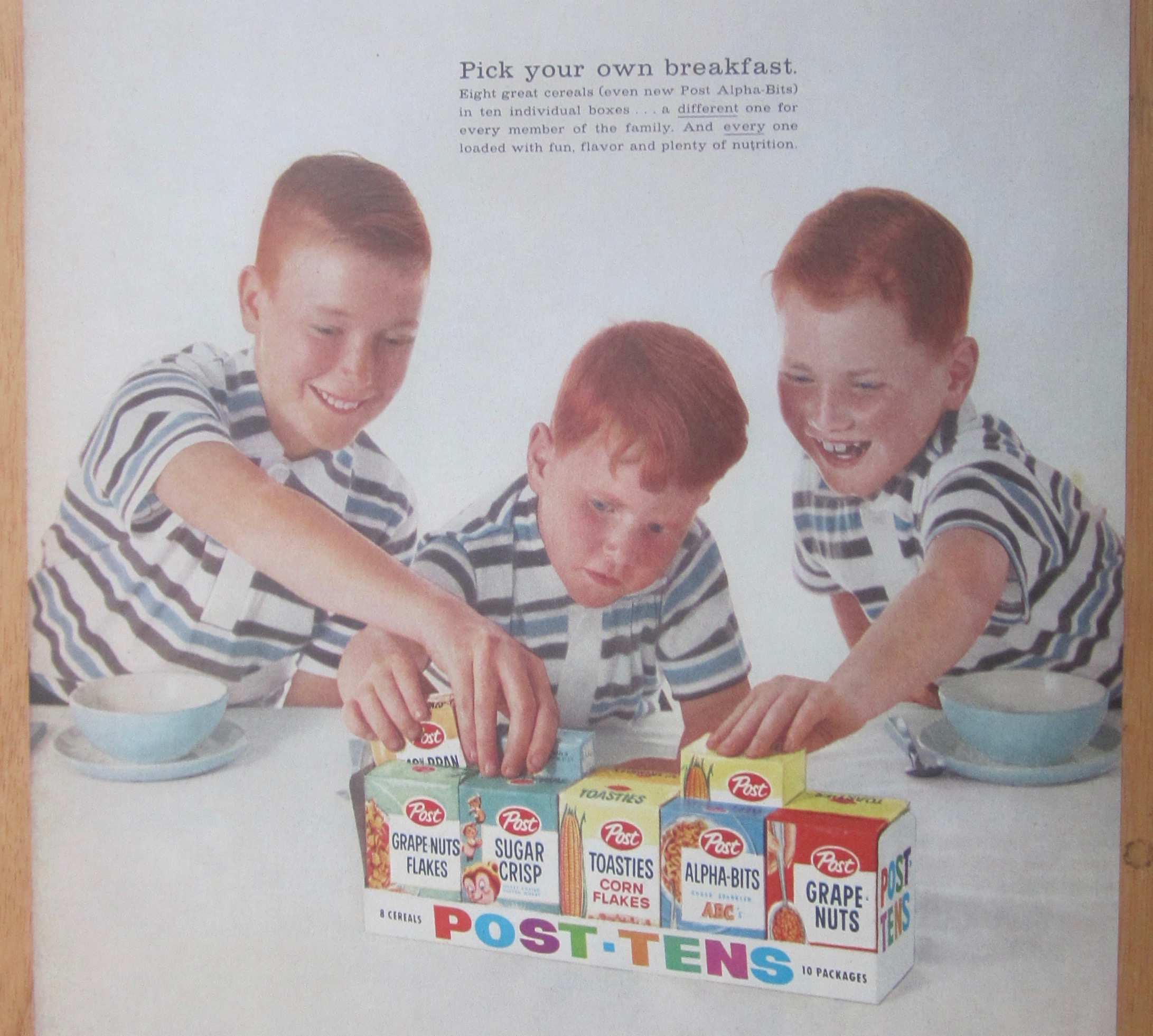 1959 Post Tens Cereals with Three Boys & Cereal