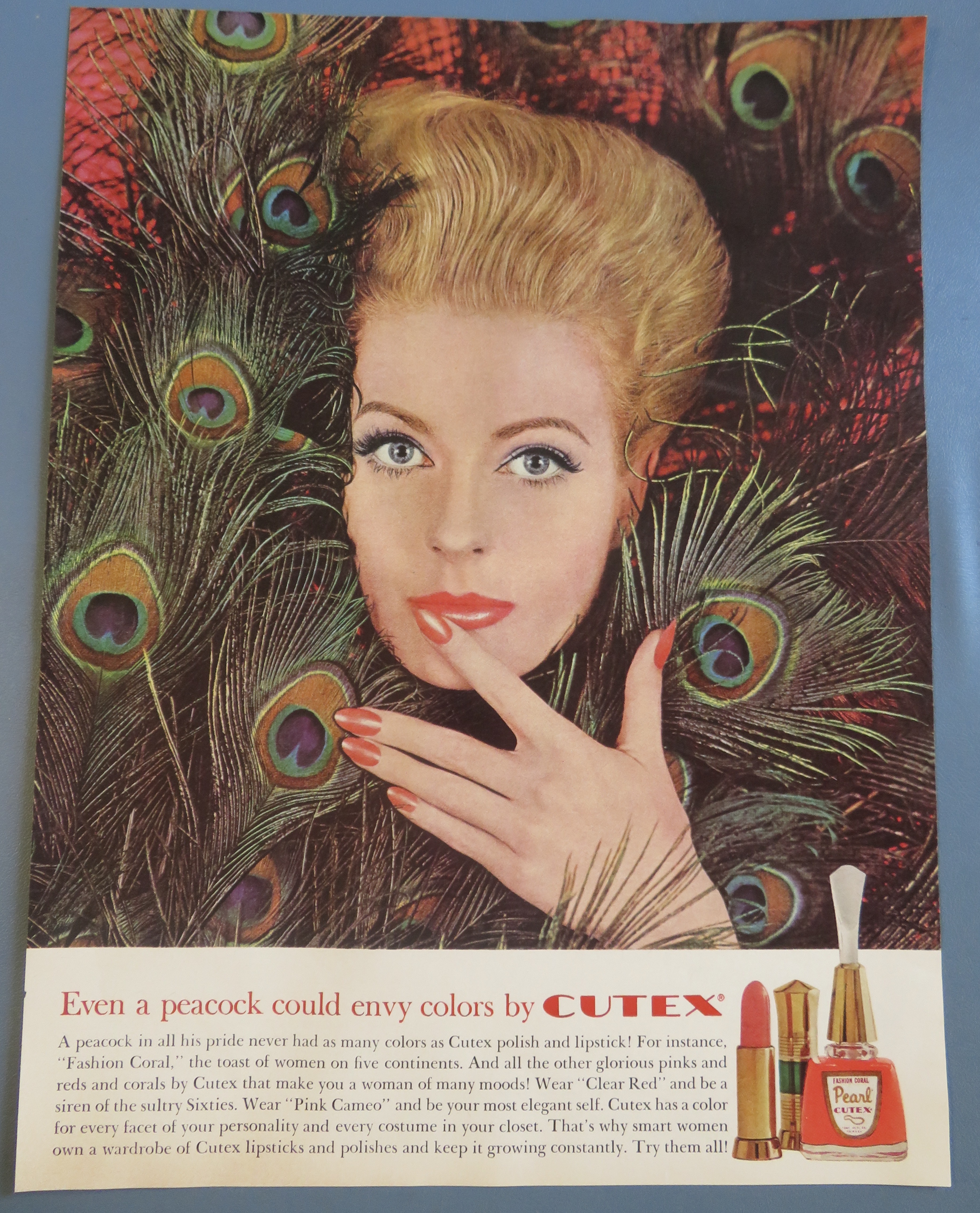 1961 Cutex Fashion Coral Nail Polish w/ Lovely Woman