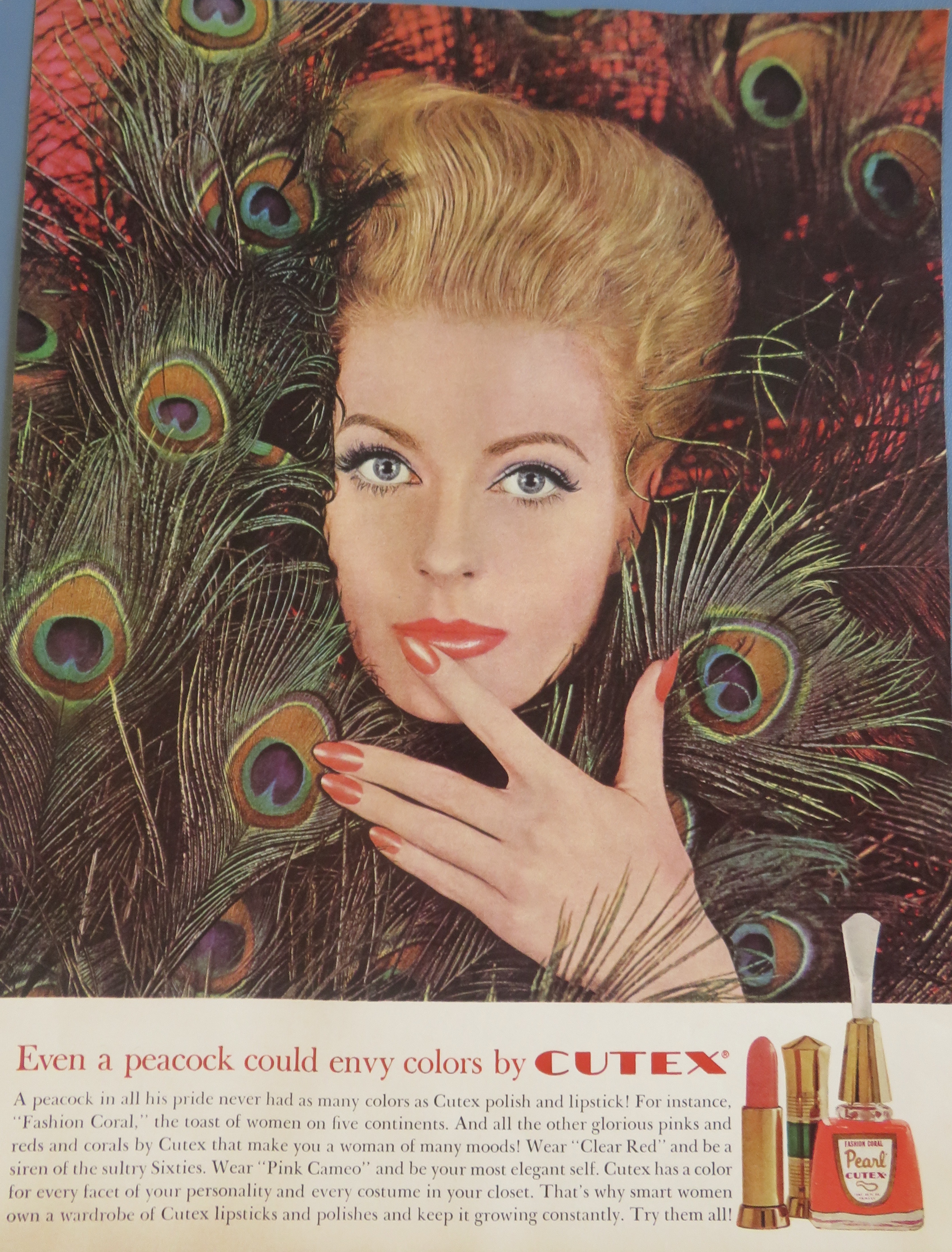 1961 Cutex Fashion Coral Nail Polish w/ Lovely Woman