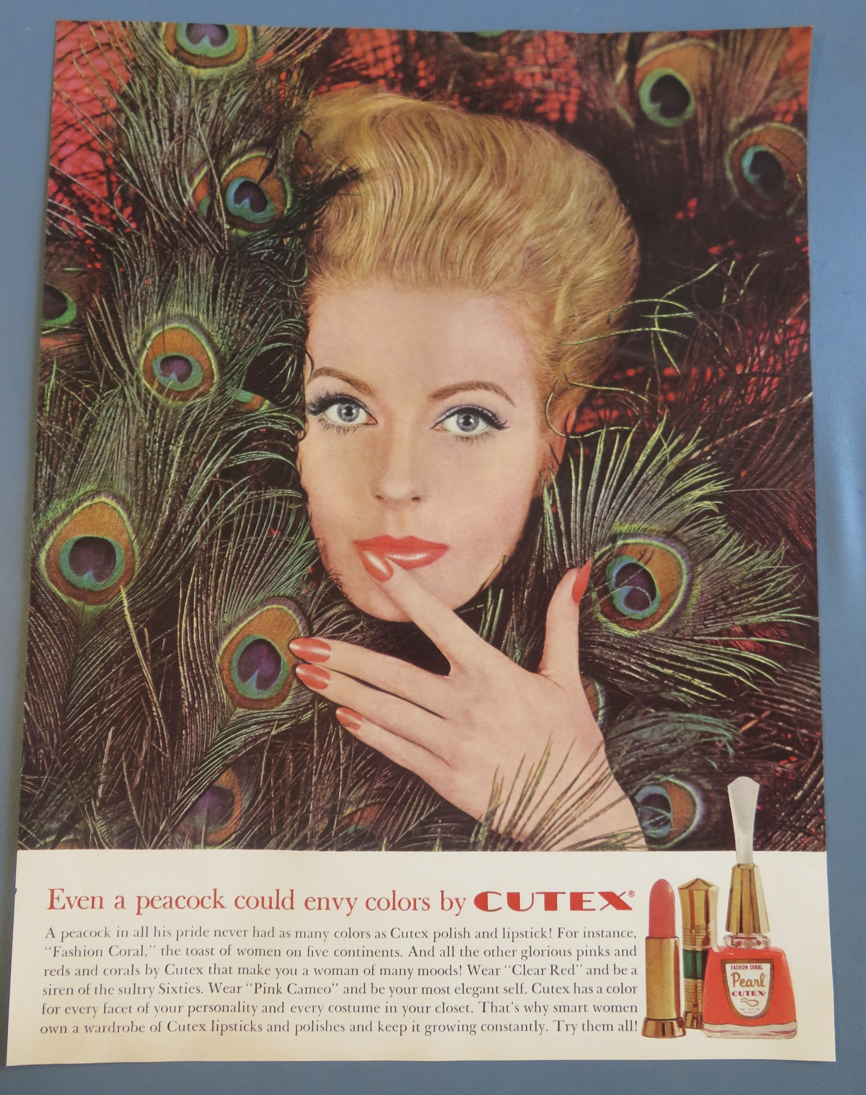 1961 Cutex Fashion Coral Nail Polish w/ Lovely Woman