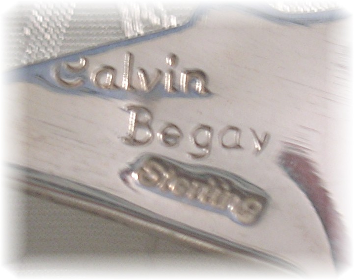CALVIN BEGAY Sterling Silver Turquoise Onyx Bear