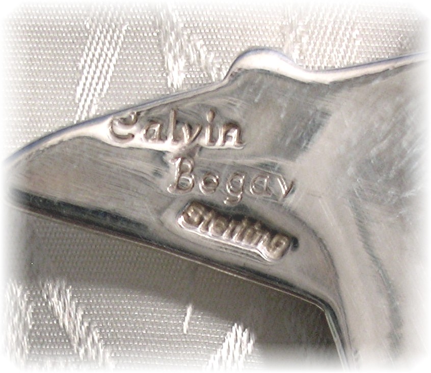 CALVIN BEGAY Sterling Silver Turquoise Onyx Bear