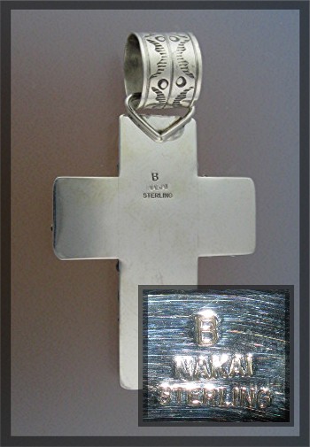 Navajo Mediterrfanean Coral Sterling Silver NAKAI Cross