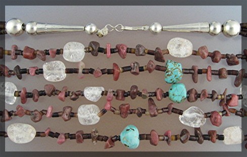 Rhodochrosite Crystal Quartz Turquoise Heishi Sterling