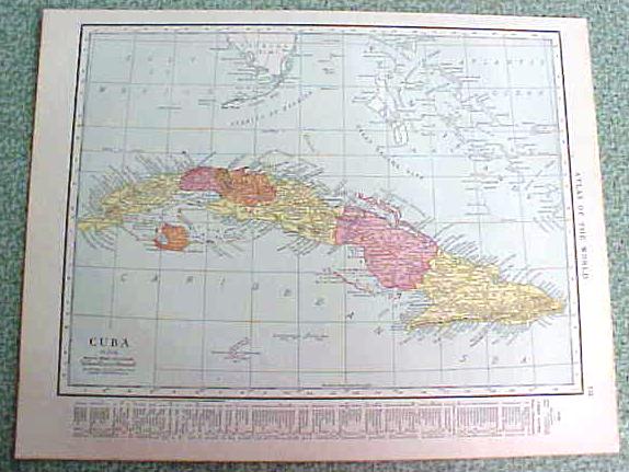 Antique Map Hawaii Cuba 1916 Rand McNally