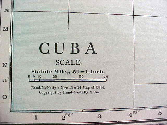Antique Map Hawaii Cuba 1916 Rand McNally