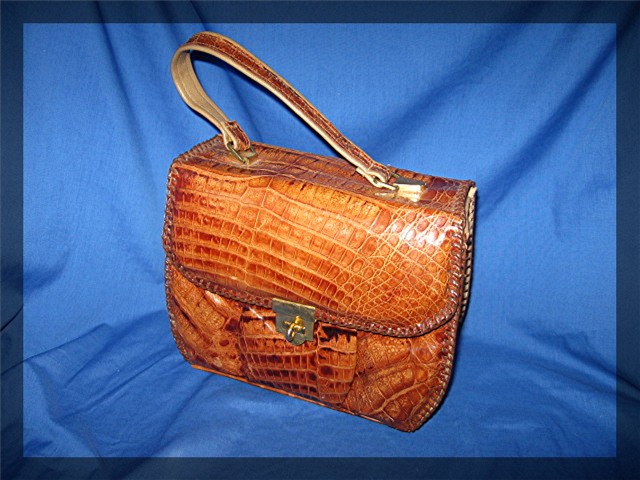 Crocodile  50s Tan Leather Purse