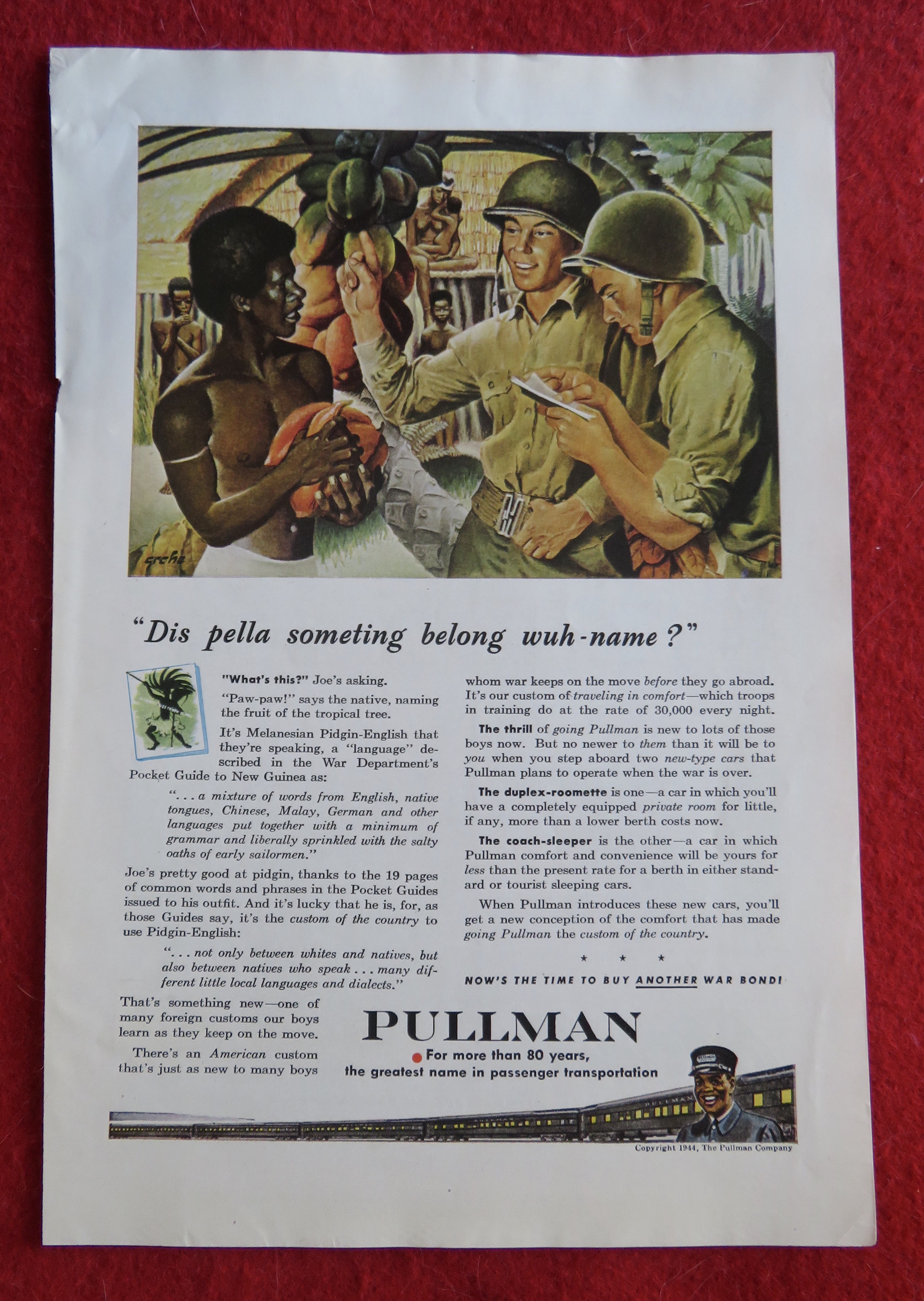 1944 Pullman Railroad with Soldier Talking To Native