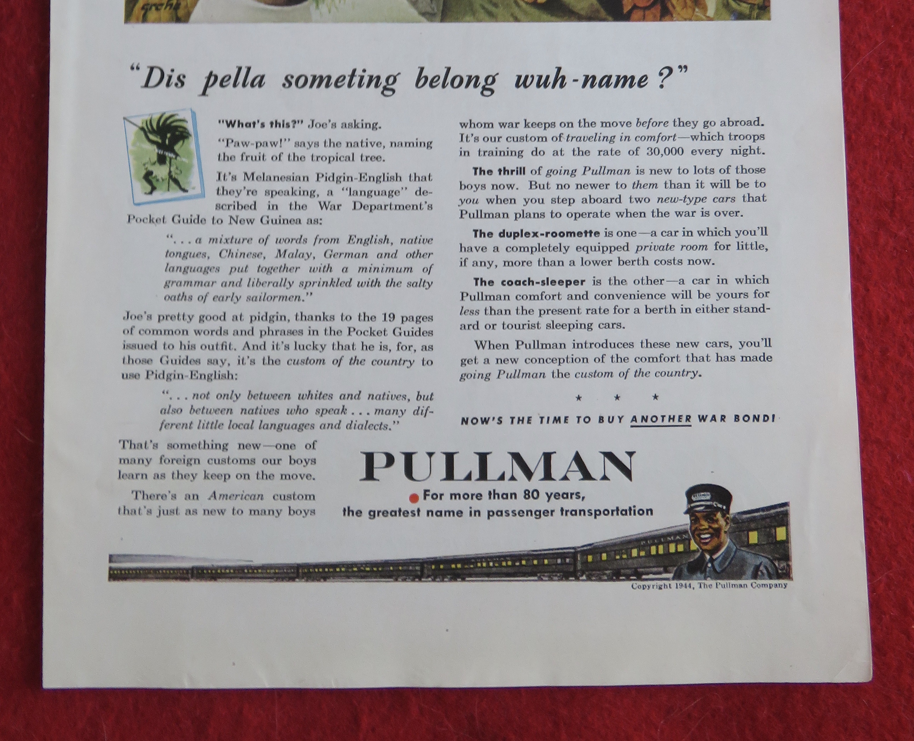 1944 Pullman Railroad with Soldier Talking To Native