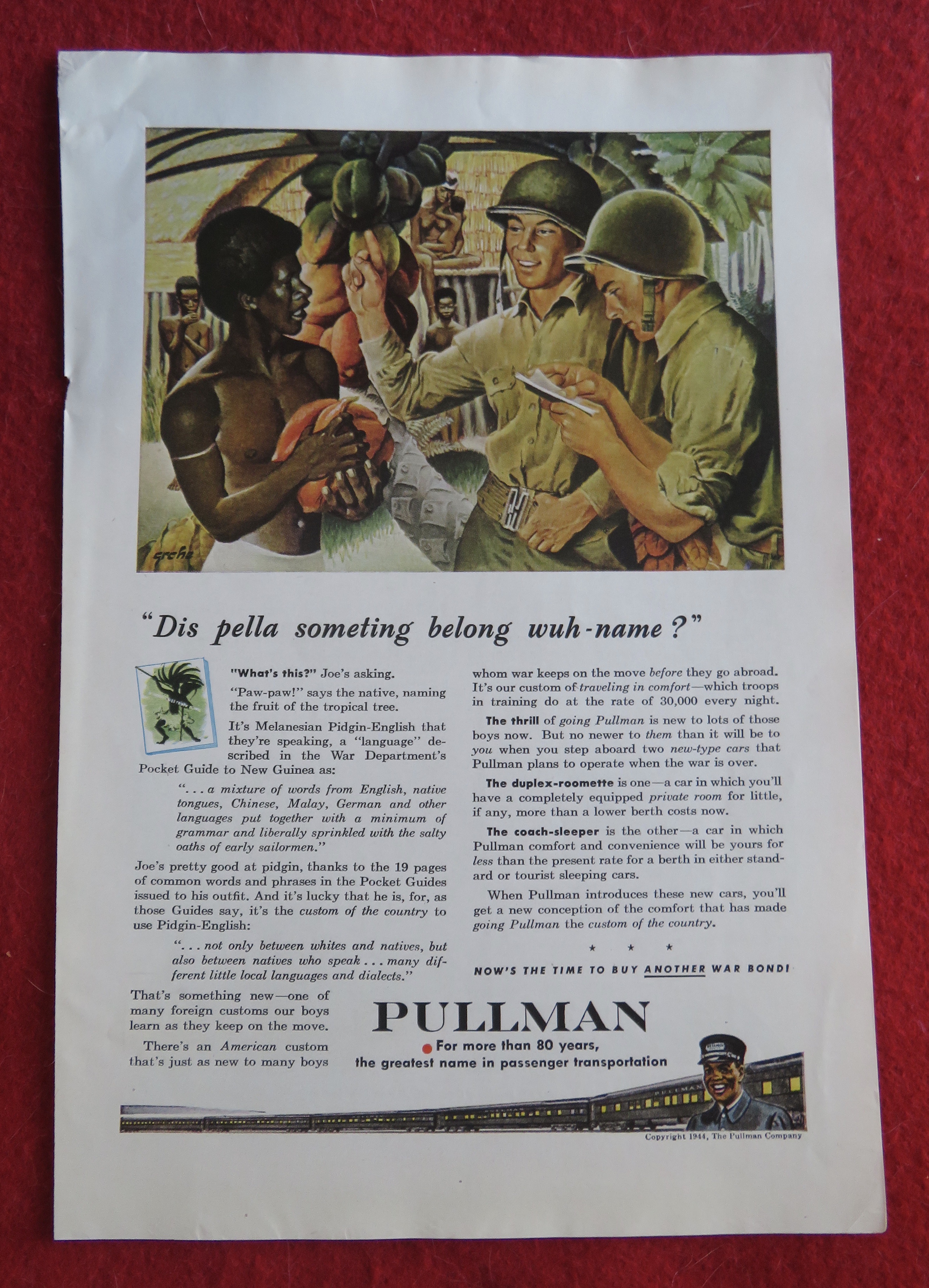 1944 Pullman Railroad with Soldier Talking To Native