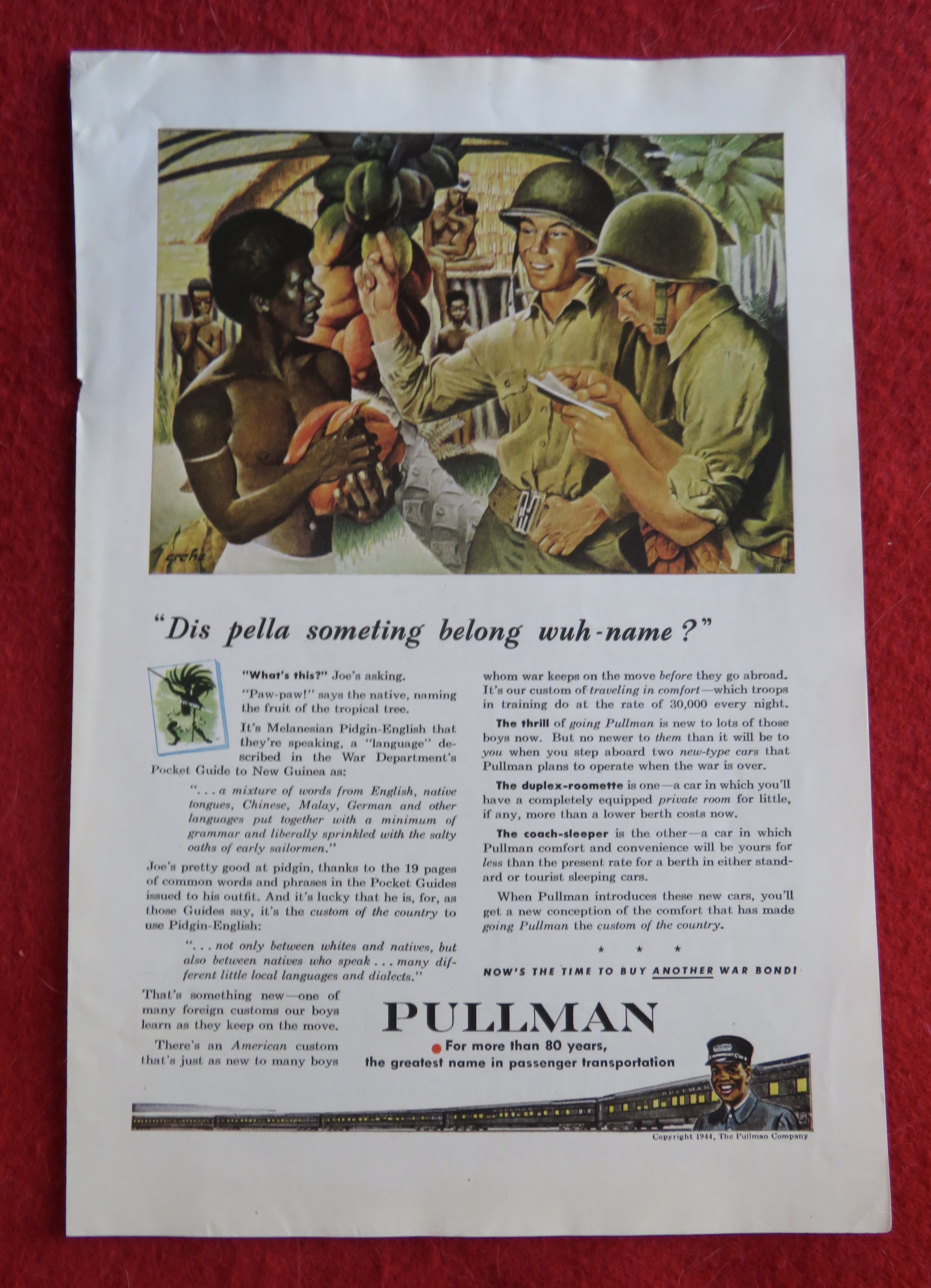 1944 Pullman Railroad with Soldier Talking To Native
