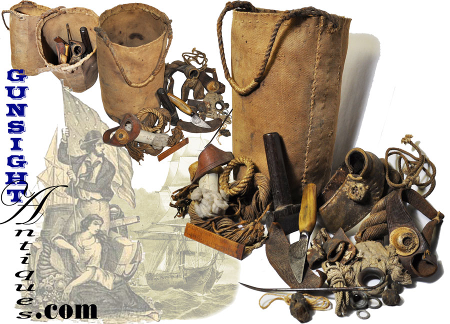 mid-19th century Sail Maker’s Ditty Bag with ORIGINAL CONTENT